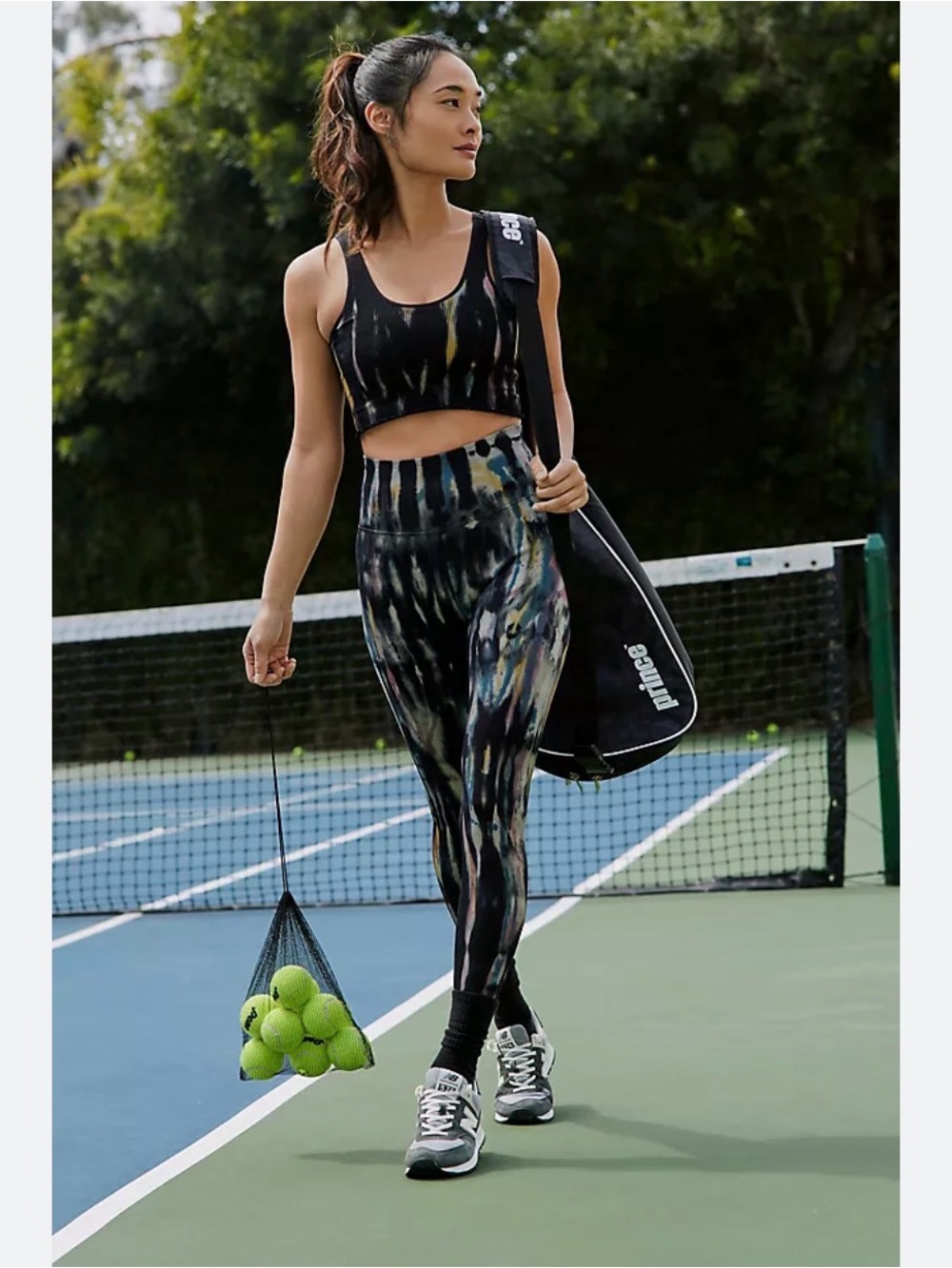 Spiritual Gangster Black Multicolor Tie-Dye Scoop Sports Bra & leggings SET